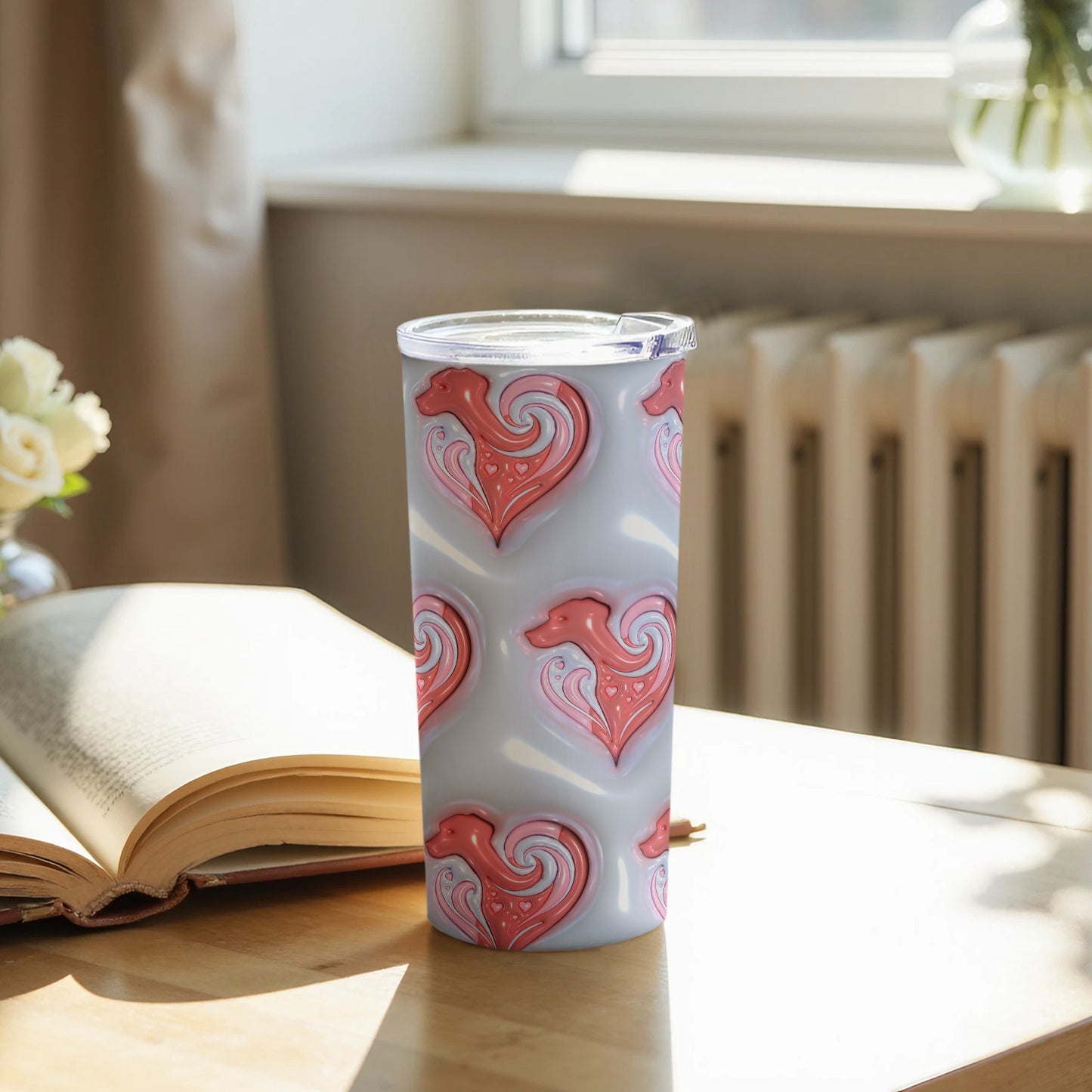Beautifully Designed Heart Motif Travel Mug for Drinks