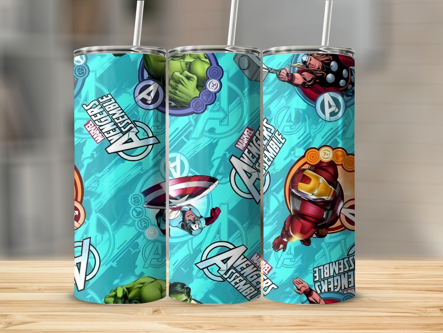 Marvel Avengers Assemble Custom Tumblers with Straws