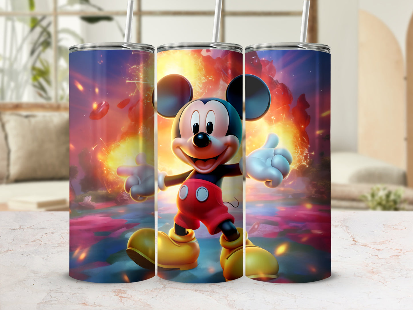 Mickey Mouse Tumbler with Vibrant Explosion Design