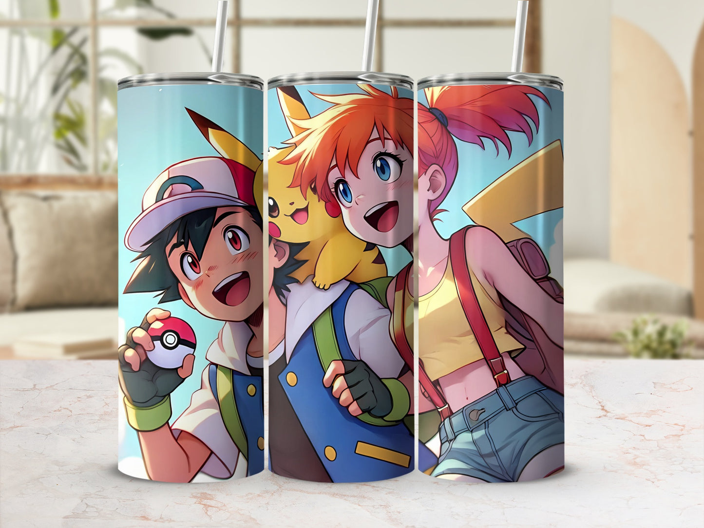 Colorful Anime Character Design Tumbler with Straw