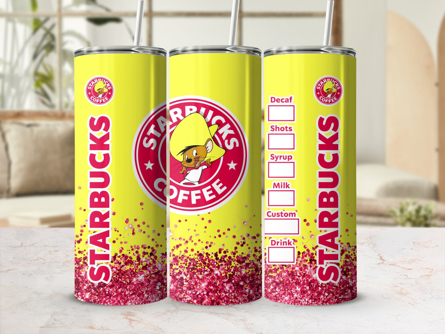Starbucks Coffee Custom Yellow Tumbler Drinkware