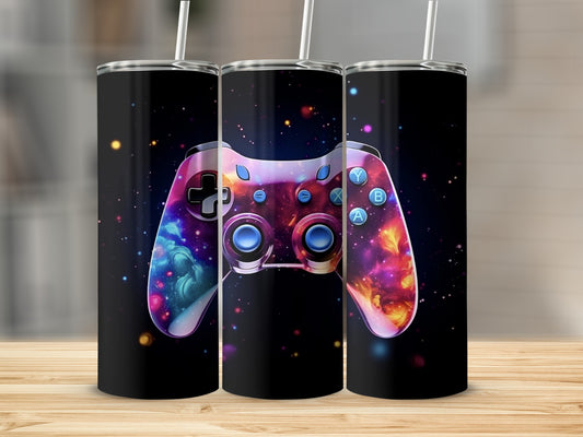 Vibrant Gaming Controller Design Tumbler Cup