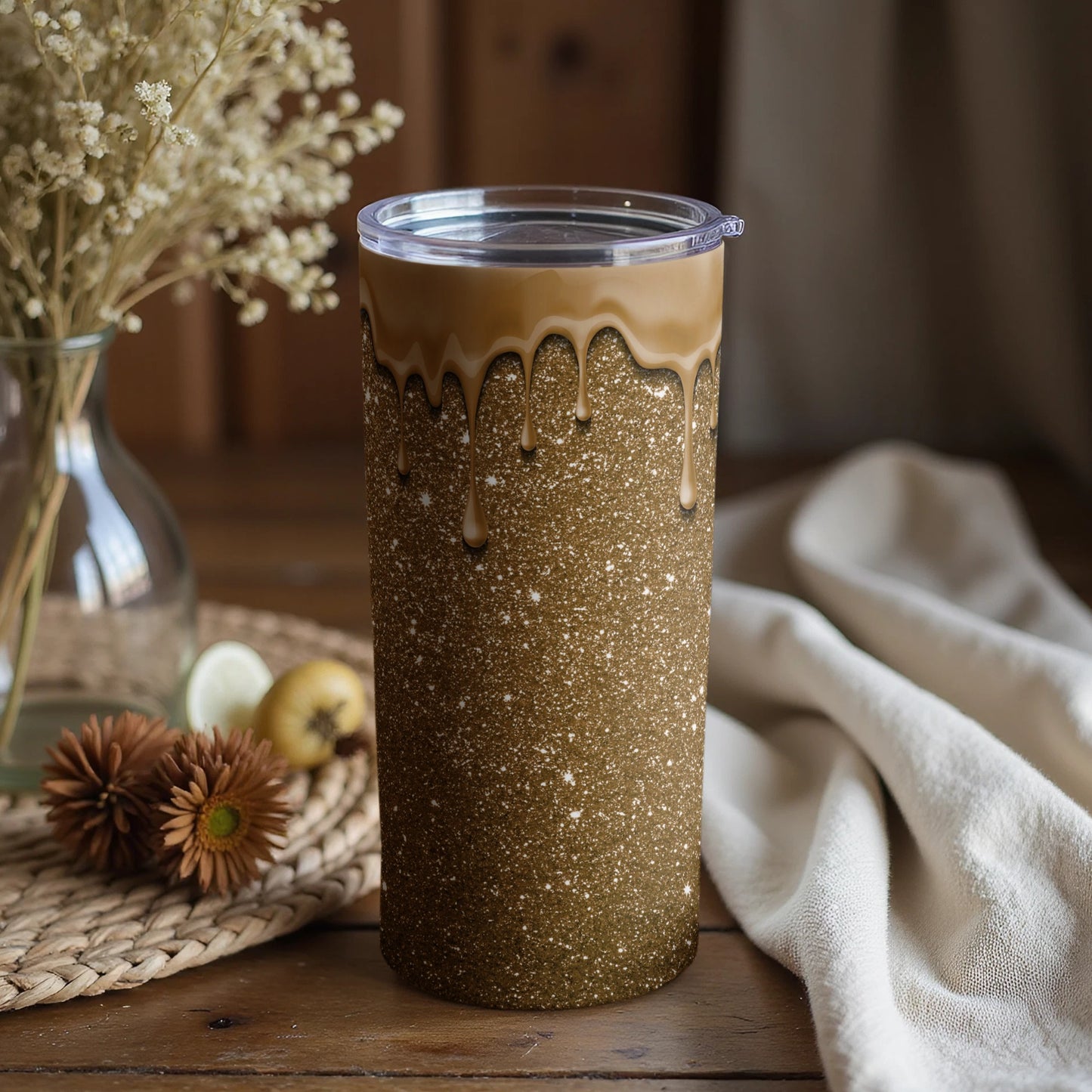 Sparkling Gold Glitter Drip Eco-Friendly Drinkware