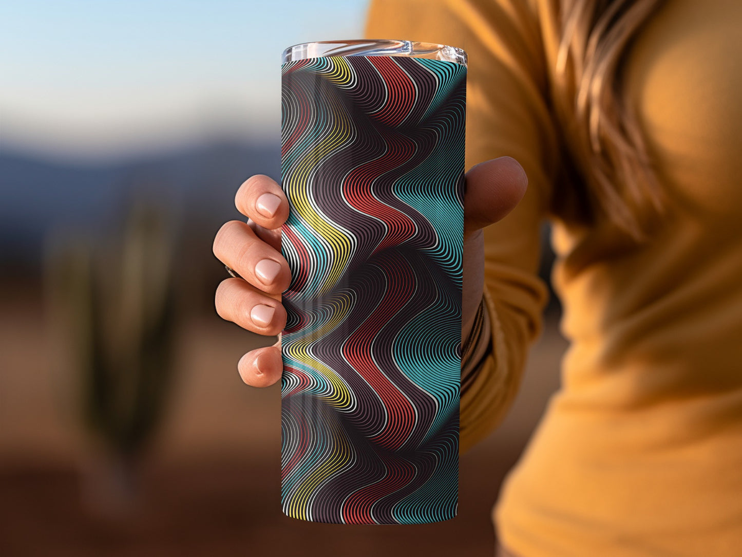 Vibrant Waves Seamless Pattern Graphic Line Art Tumblers