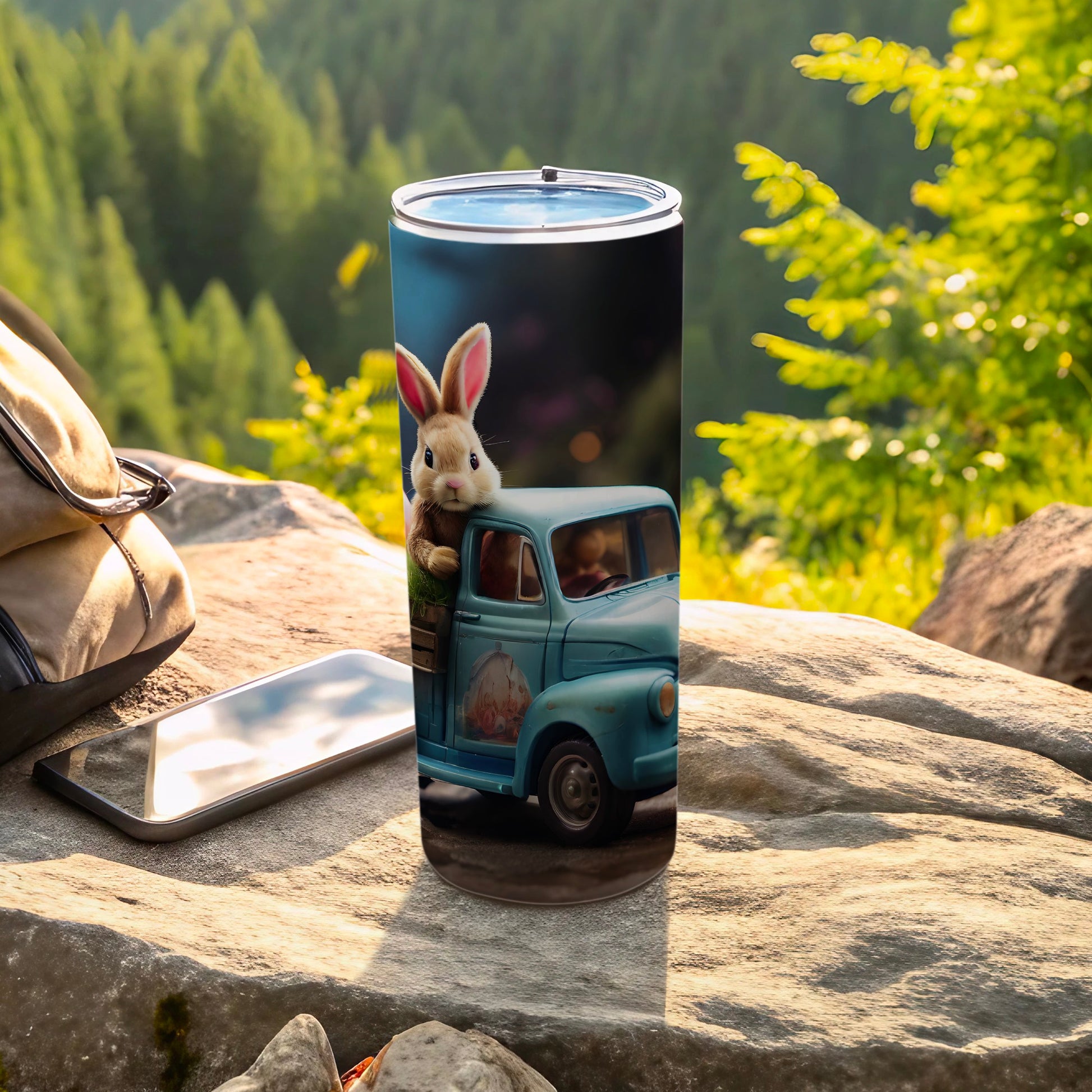 Cute Bunny Blue Truck Adventure Tumbler product type