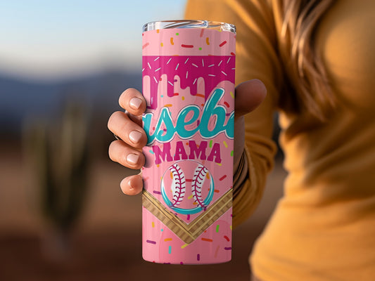 Baseball Mama Pink Sprinkles Design Tumbler Cup
