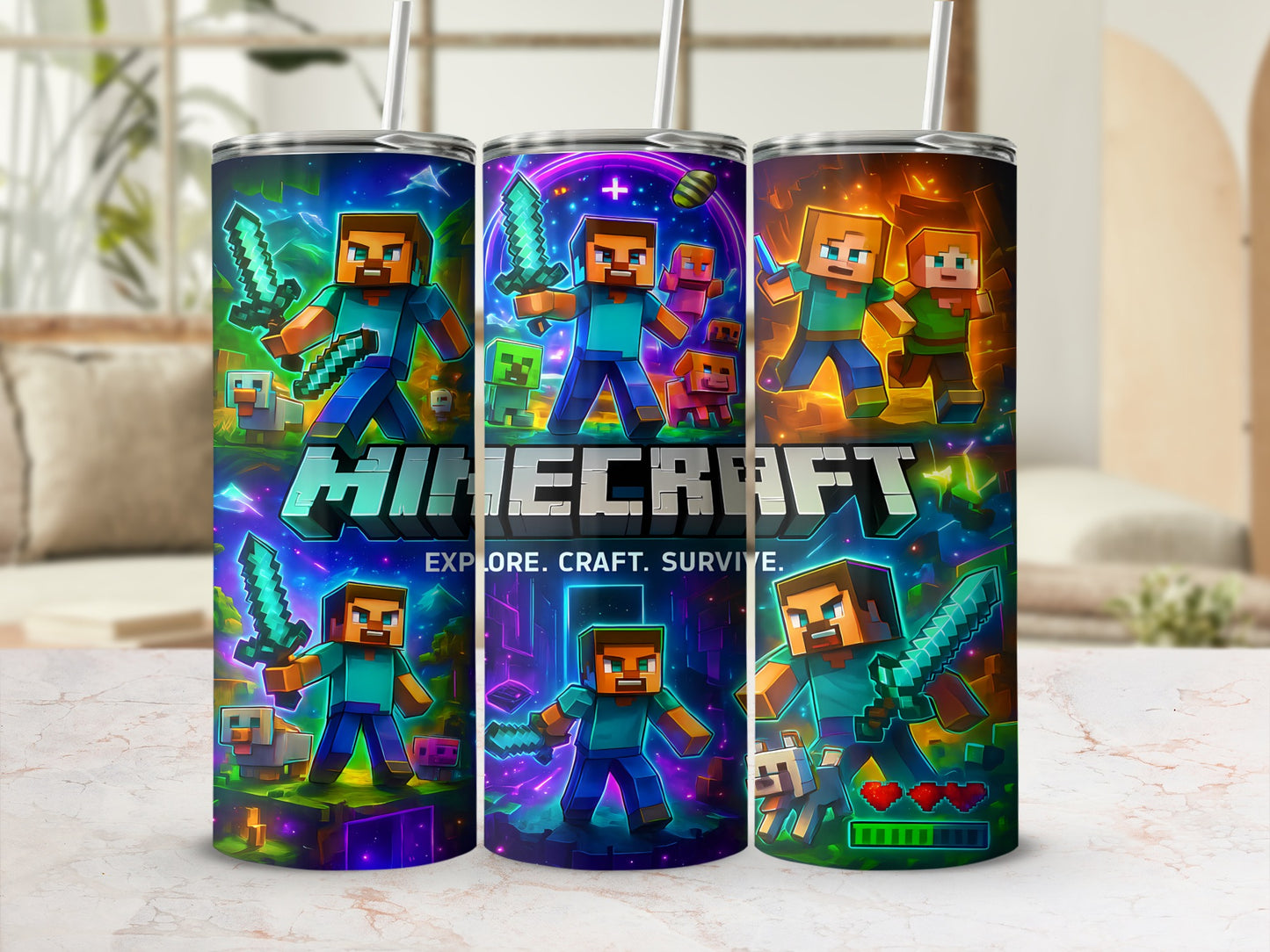 Minecraft Explore Craft Survive Themed Tumbler