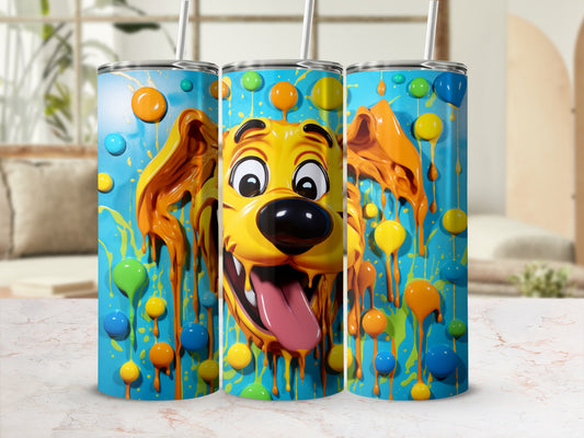 Colorful Dog Design Tumblers with Bubbles and Drips