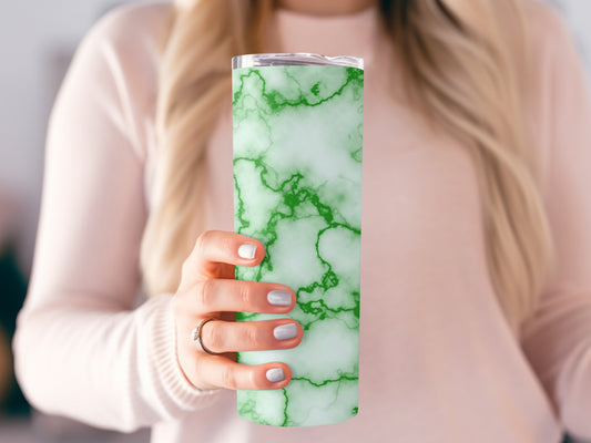 Lime Green Veined Marble Pattern Decorative Drinkware Tumblers
