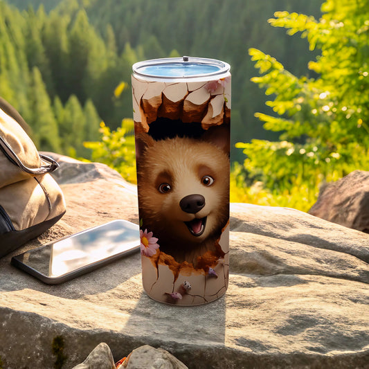 Adorable Bear Cub Cracked Surface Smiling Face Tumbler product type