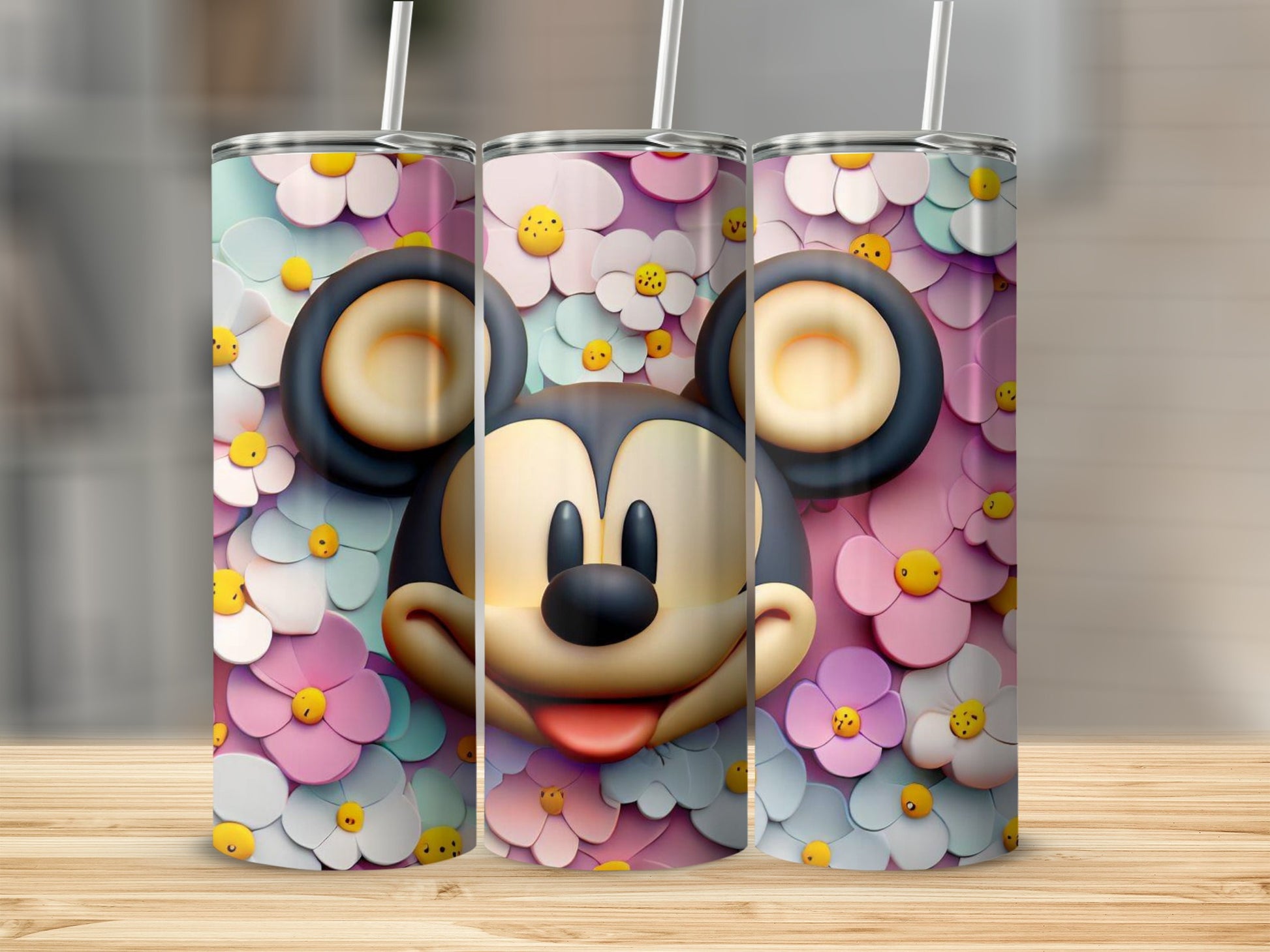 Colorful Floral Character Design Beverage Tumbler