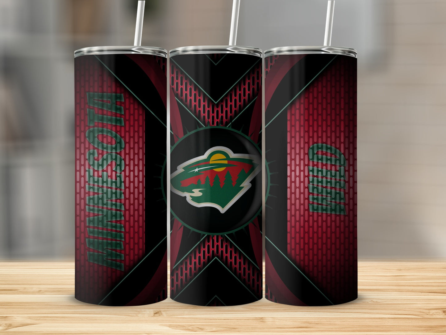 Minnesota Wild Hockey Team Logo Pattern Art Design Tumblers