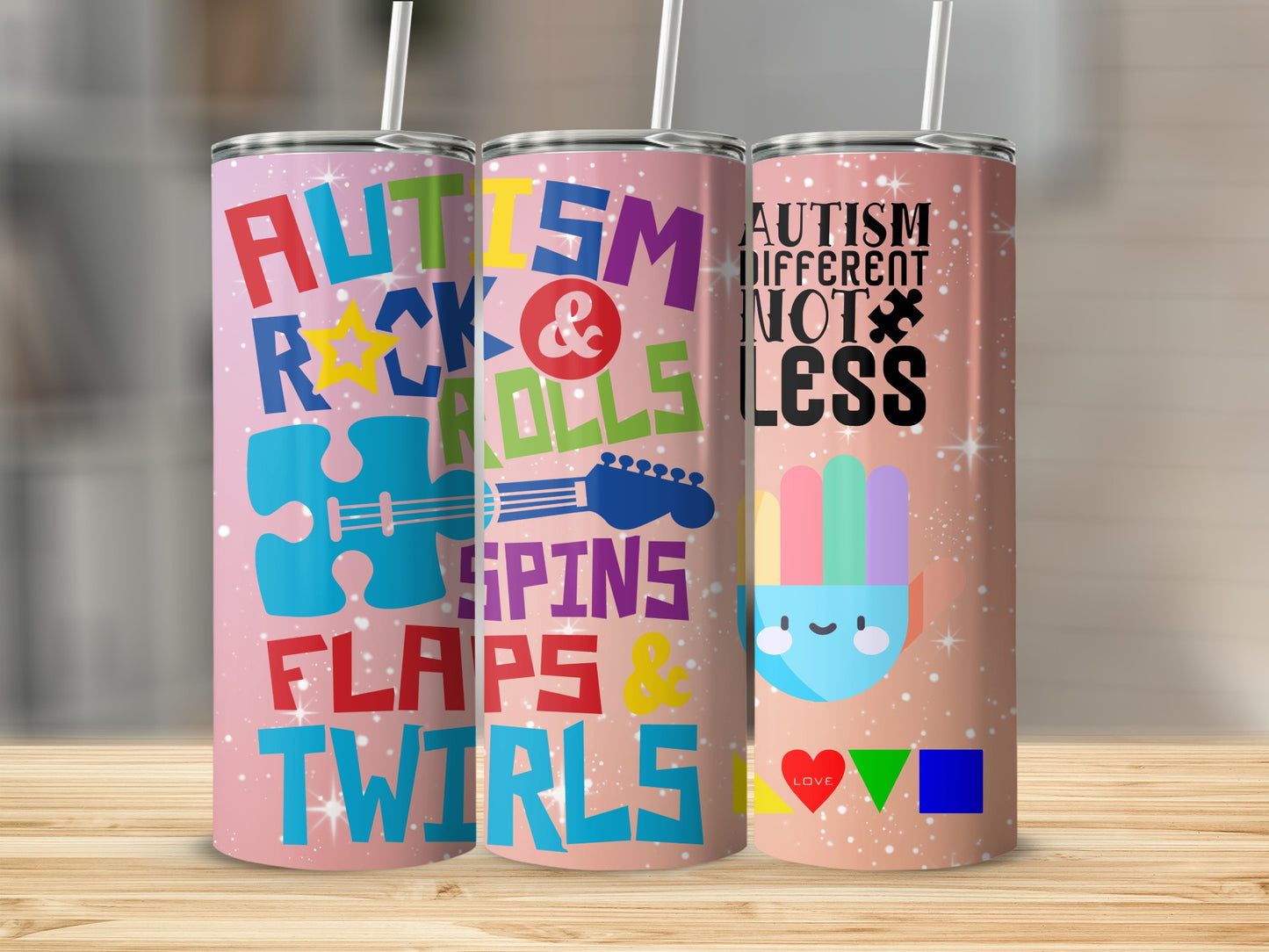 Autism Rock Rolls Sips Flaps Twirls Tumbler