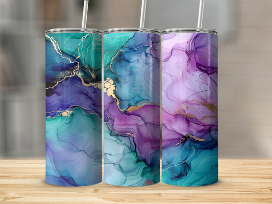 Abstract Teal and Purple Art Design Tumbler