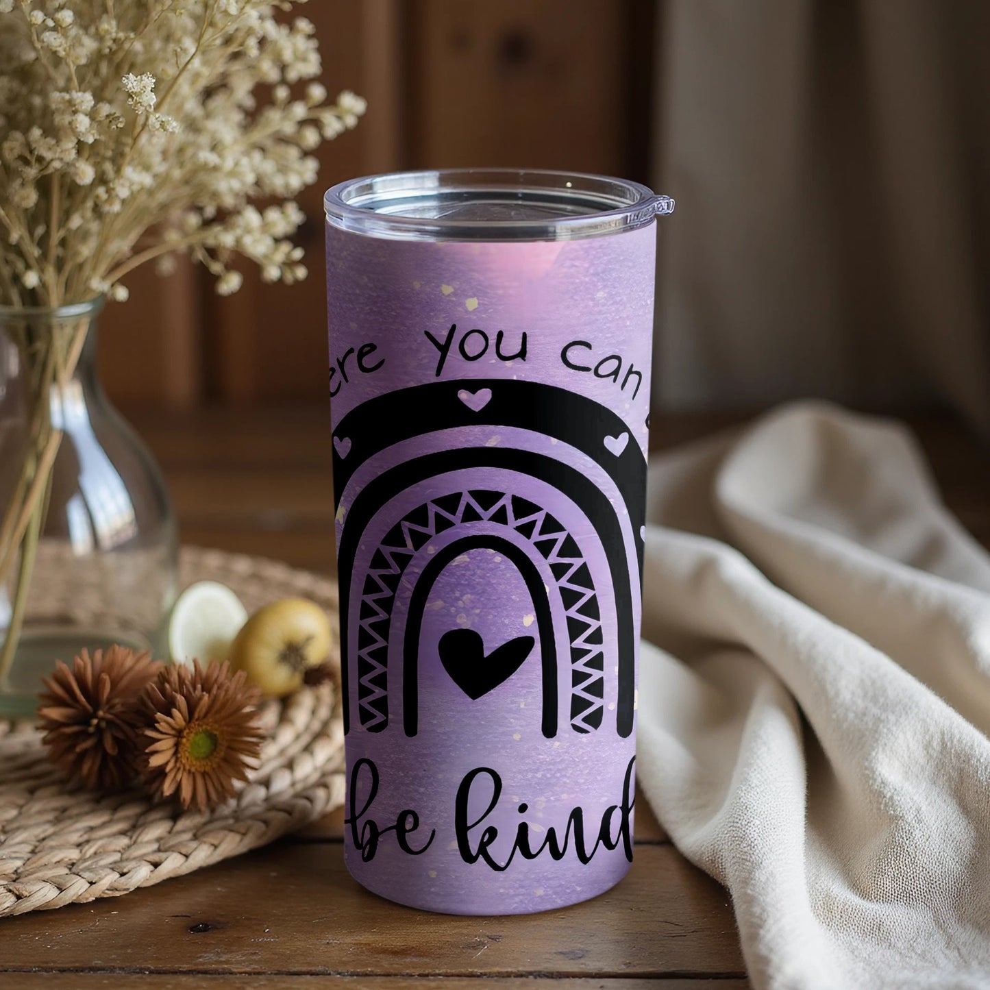 Be Kind Inspirational Rainbow Travel Tumbler Cup