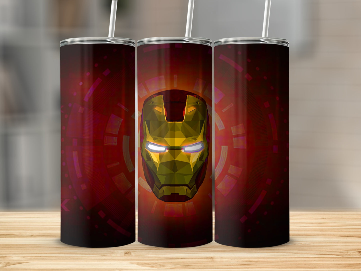 Red Gold Geometric Iron Man Helmet Tumbler product type
