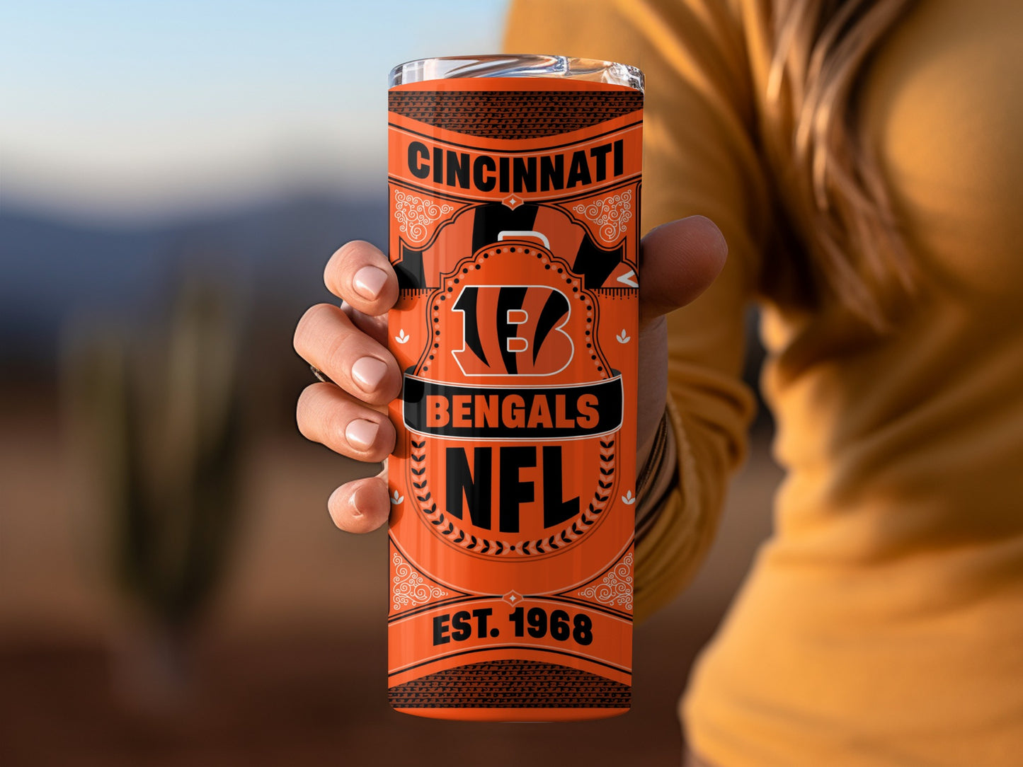 Cincinnati Bengals Est 1968 with NFL Logo Design Tumbler