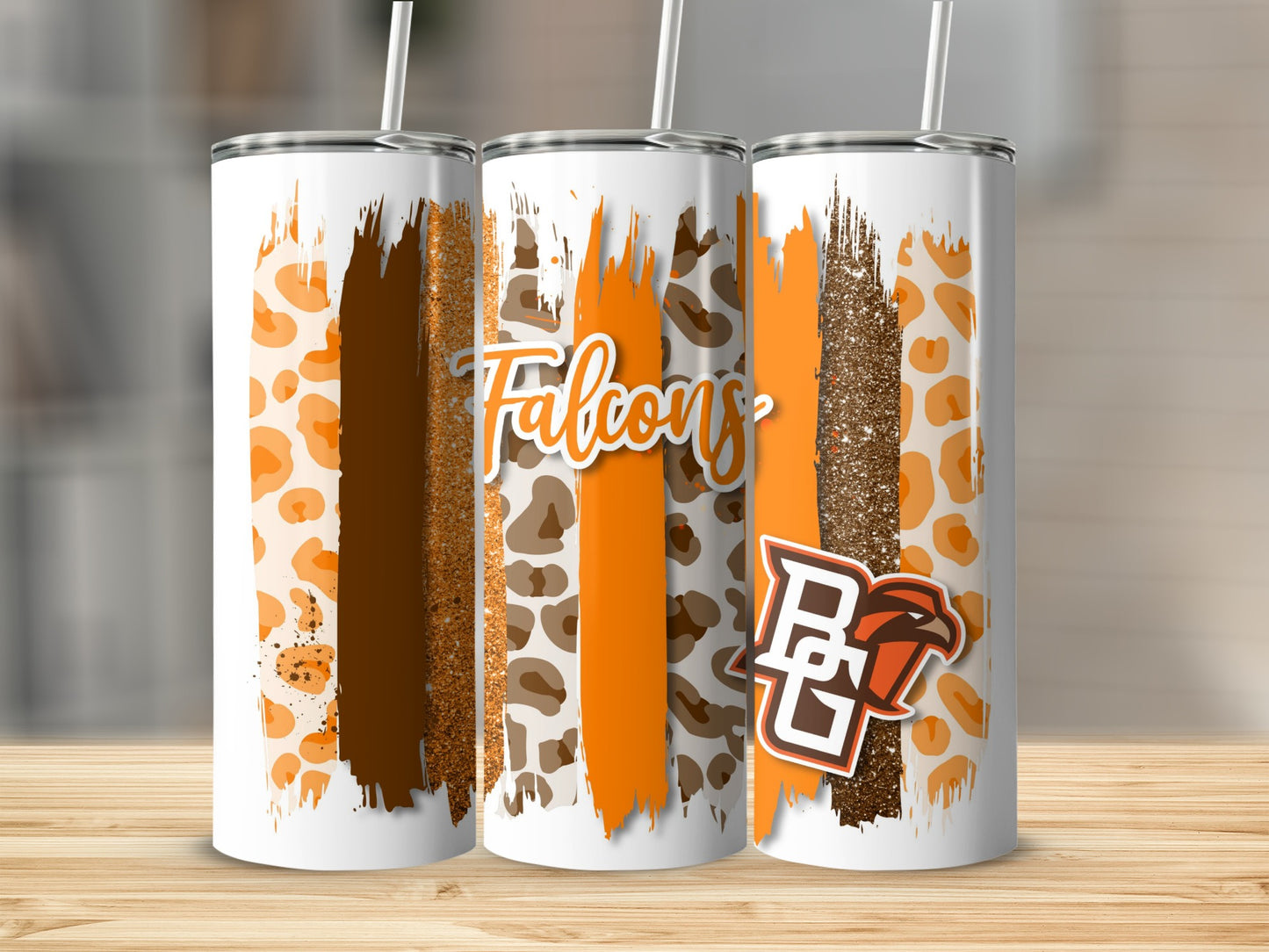Falcons and Stripes BGSU Logo Digital Design Tumblers