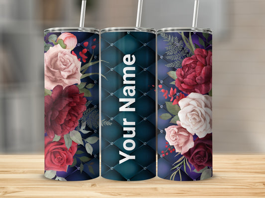 Personalized Floral Design Tall Drinkware with Name Customization