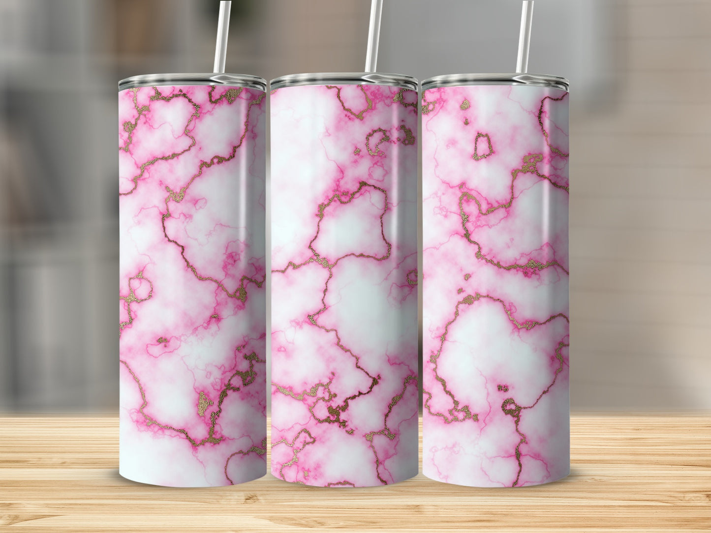 Luxurious Pink White Marble Gold Swirls Tumbler product type