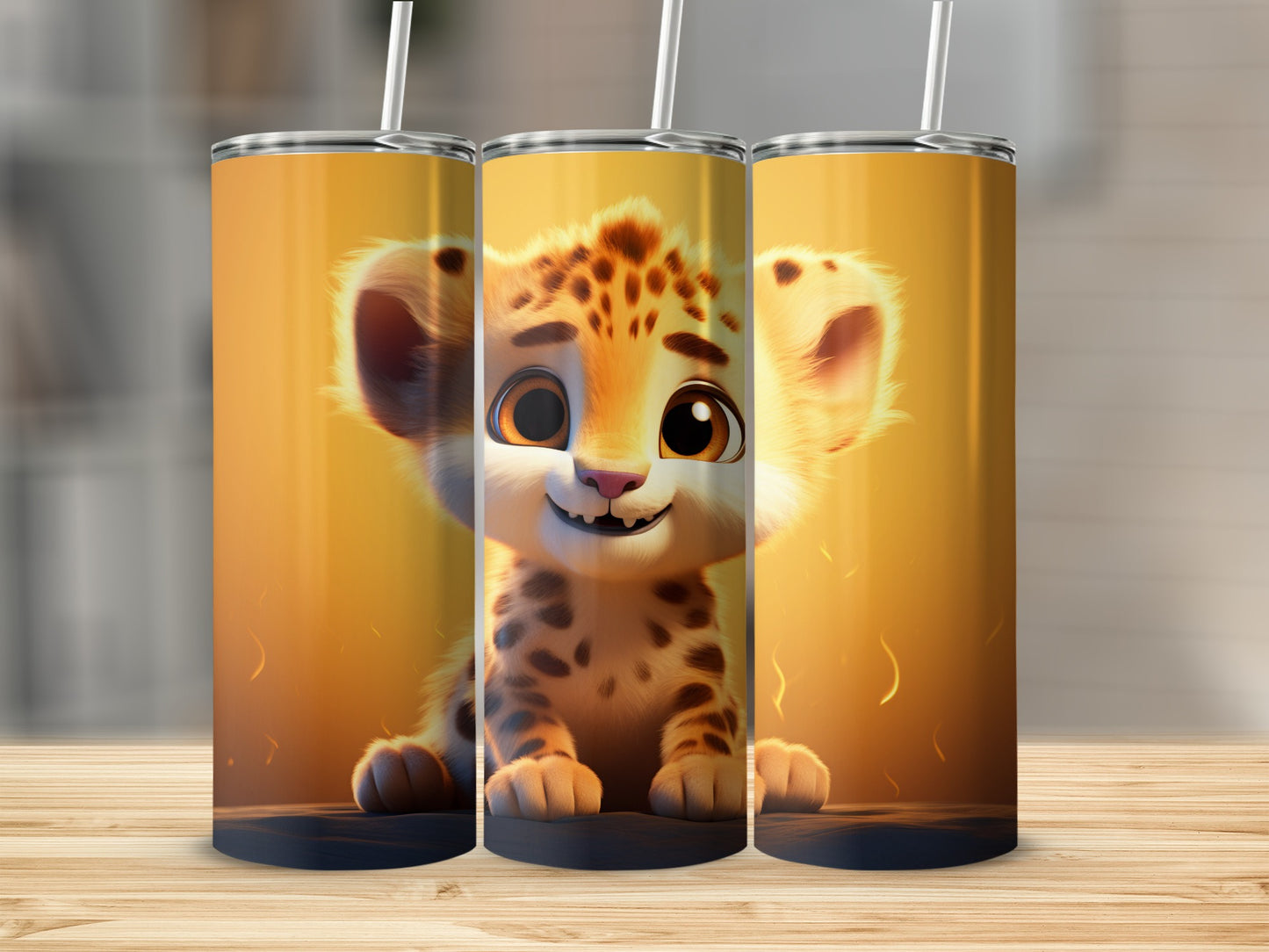 Adorable Cartoon Cheetah Tumbler Kids Animal Cup Product