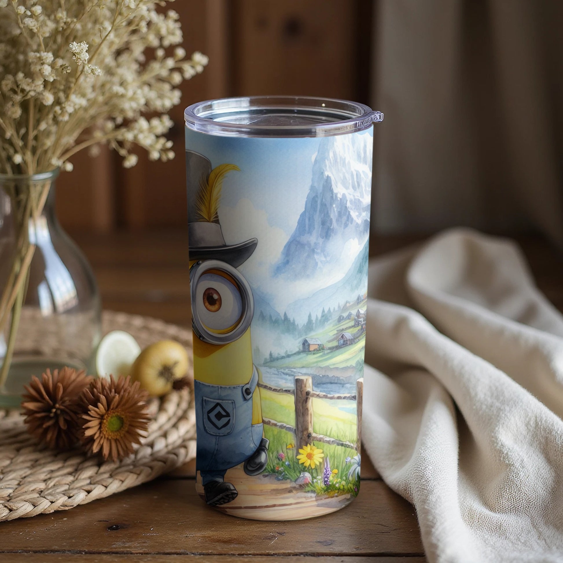 Mountain Scene Minion with Hat Tumbler