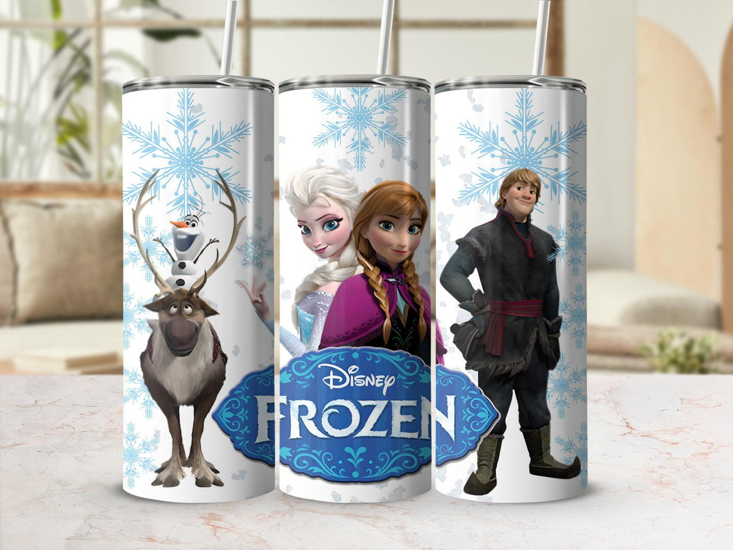 Disney Frozen Character Tumblers with Snowflake Design