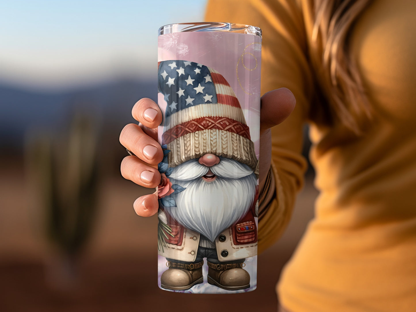 Patriotic Gnome Design Double Walled Tumbler Cup
