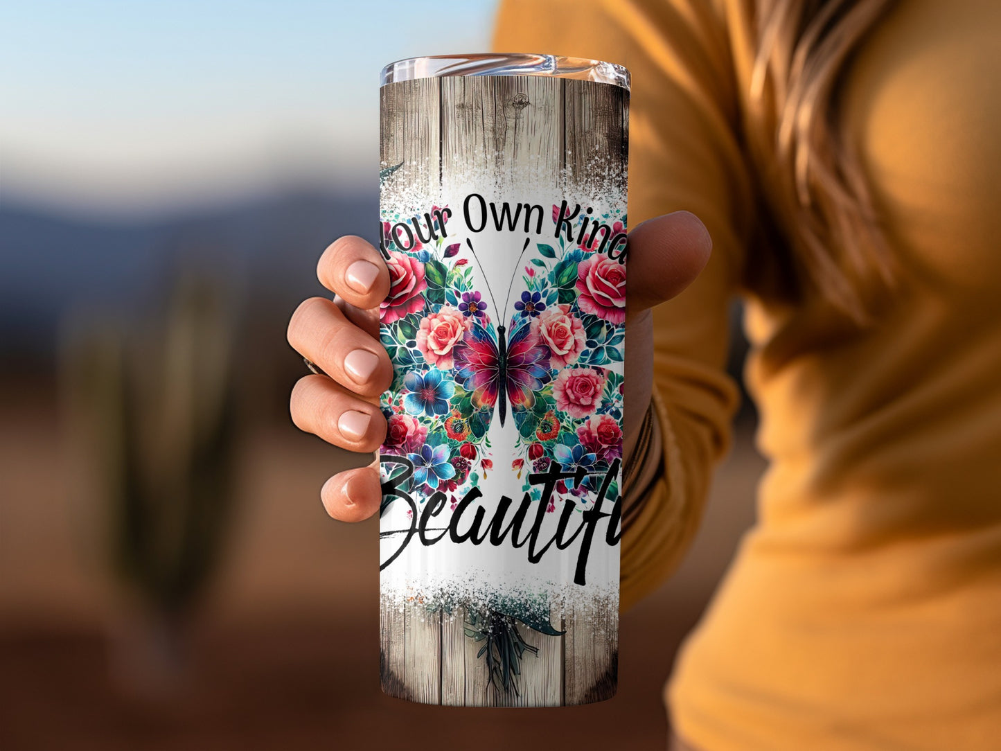 Your Own Kind of Beautiful Floral Butterfly Tumbler