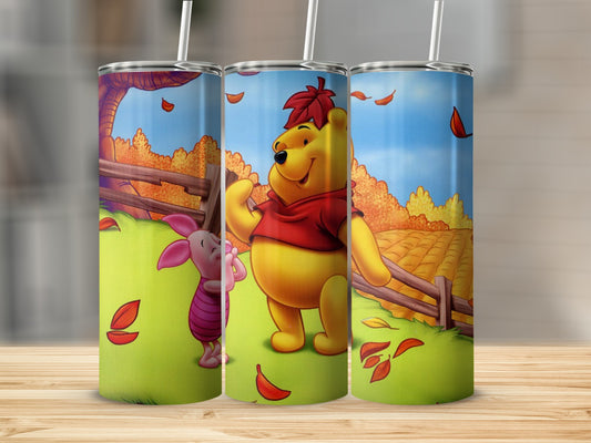 Winnie the Pooh and Piglet Fall Scene Tumbler Product