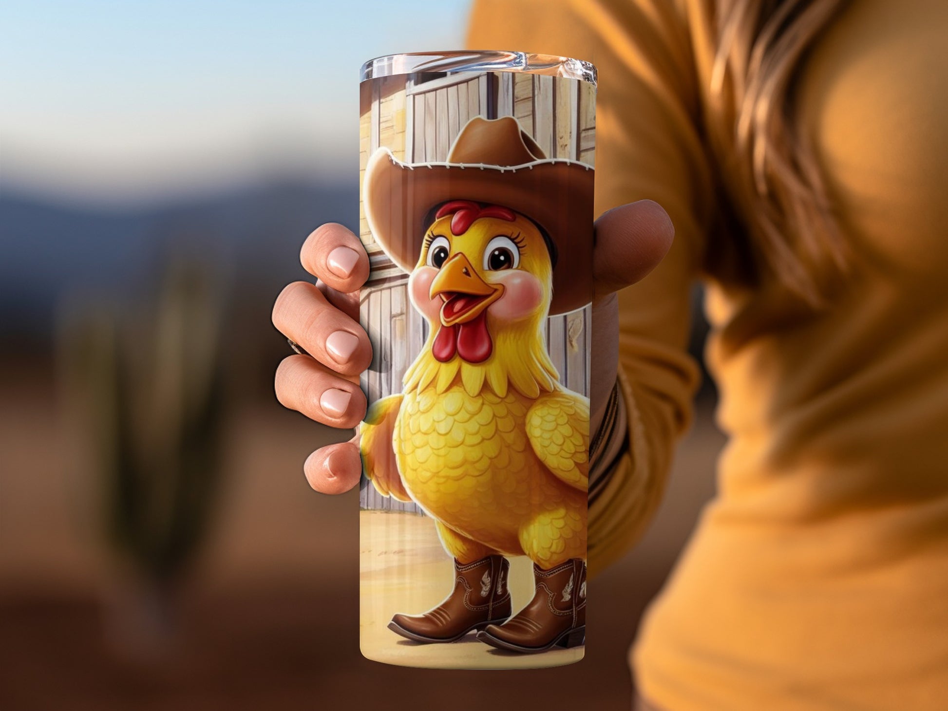 Adorable Cowboy Chicken Insulated Beverage Tumbler