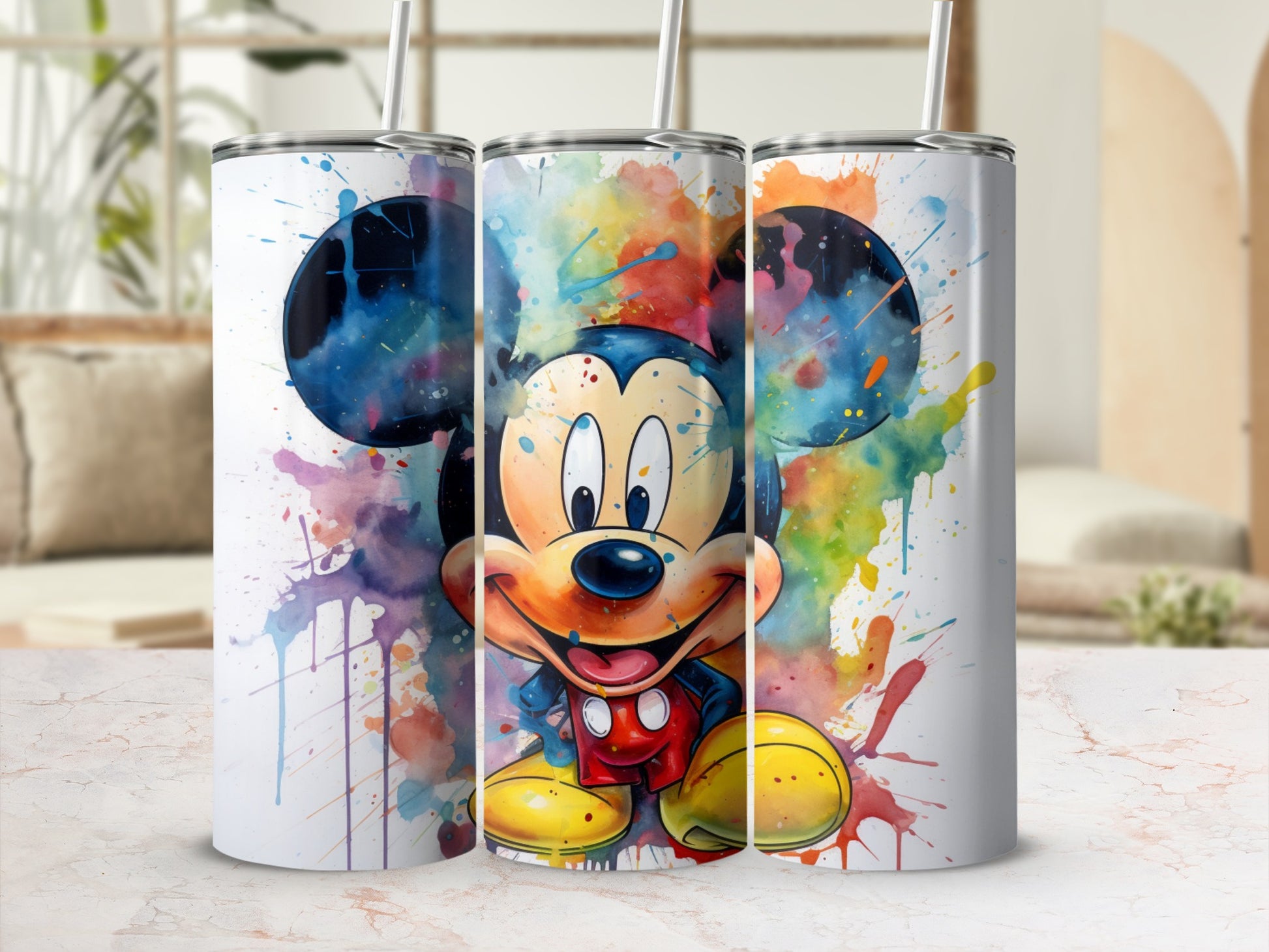 Colorful Abstract Mickey Mouse Illustration Tumbler