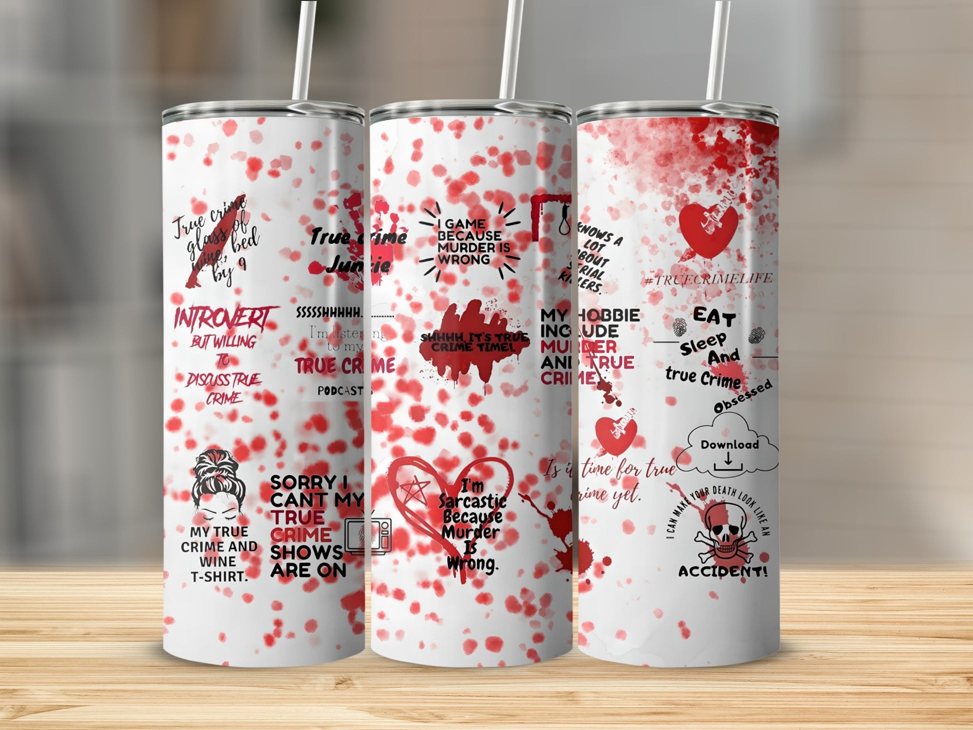 True Crime Fan Themed Stainless Steel Tumbler