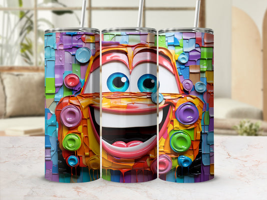 Colorful Cartoon Character Face Design Tumbler Cup
