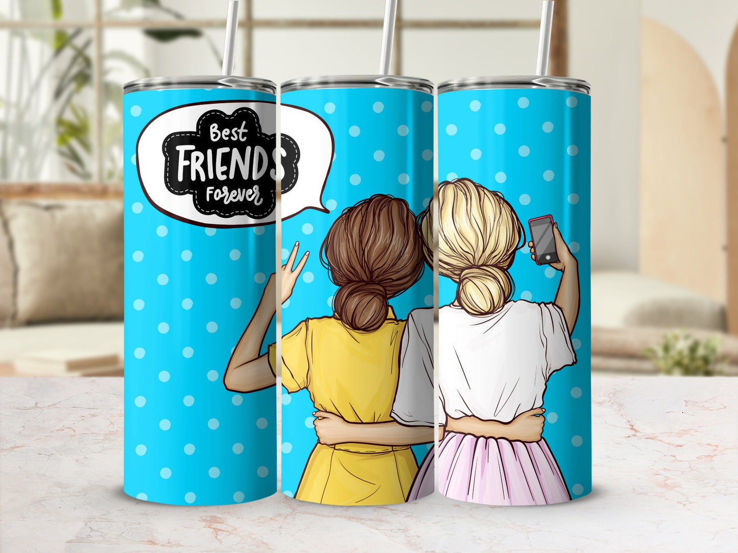 Best Friends Forever Polka Dot Design Tumblers