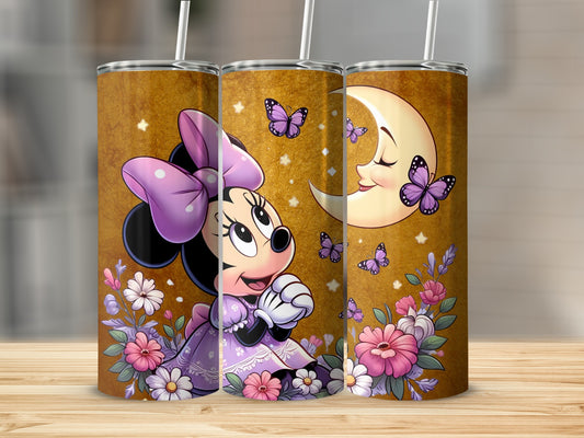 Minnie Mouse and Moon Design Tumbler with Straw