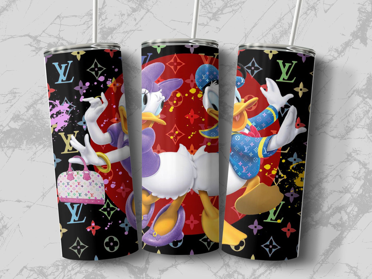 Colorful Duck Couple Designer Inspired Tumbler