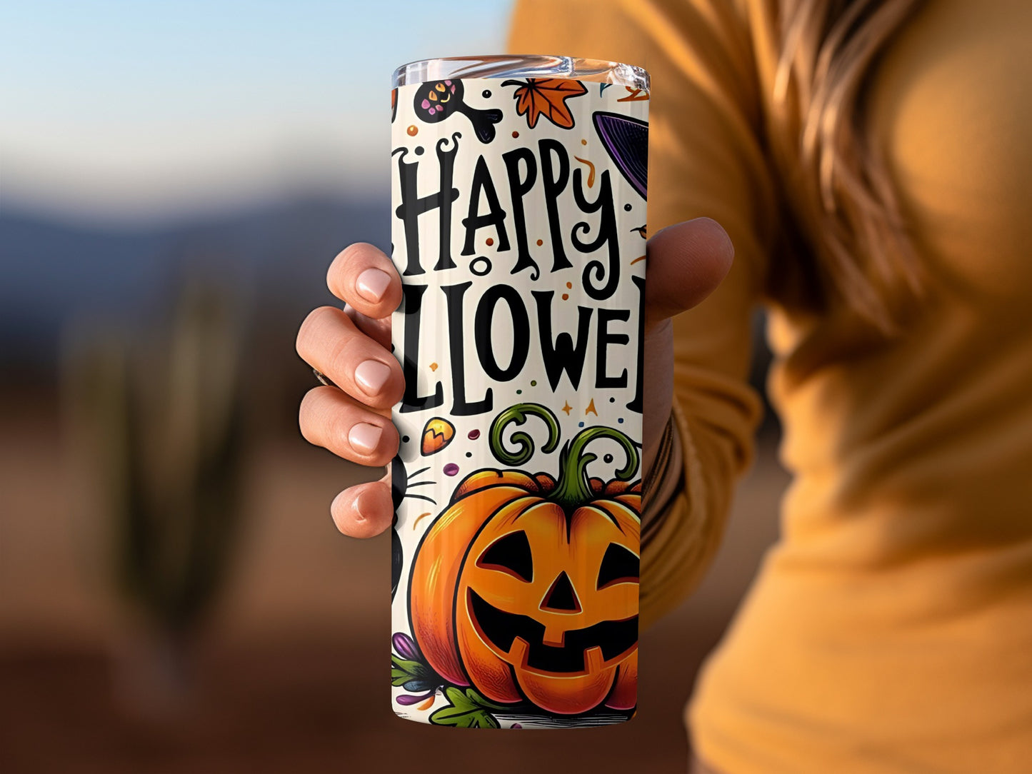 Festive Happy Halloween Pumpkin Tumbler for Fall