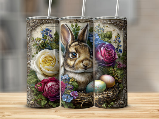 Floral and Bunny Easter Design Sublimation Tumbler