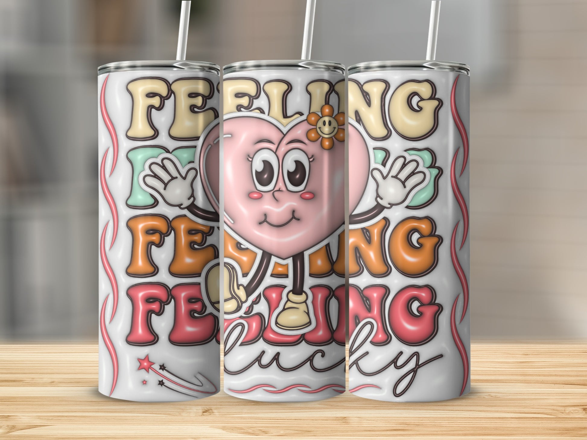 Feeling Lucky Heart Design Colorful Tumblers