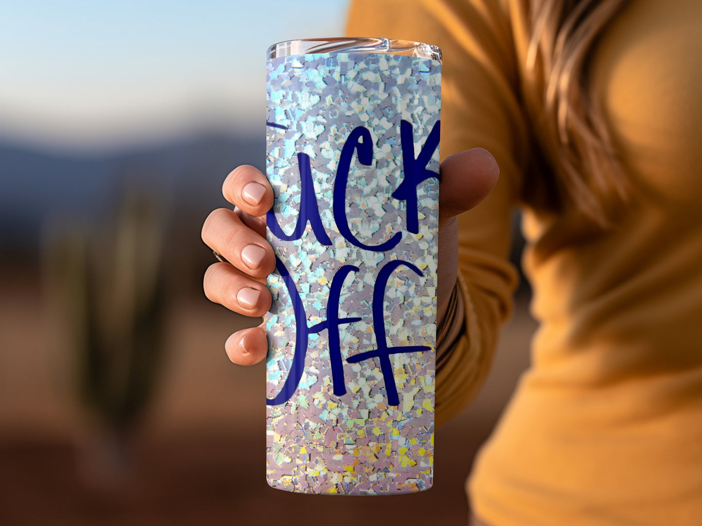 Glittery 'Fuck Off' Insulated Tumbler for Cold Drinks