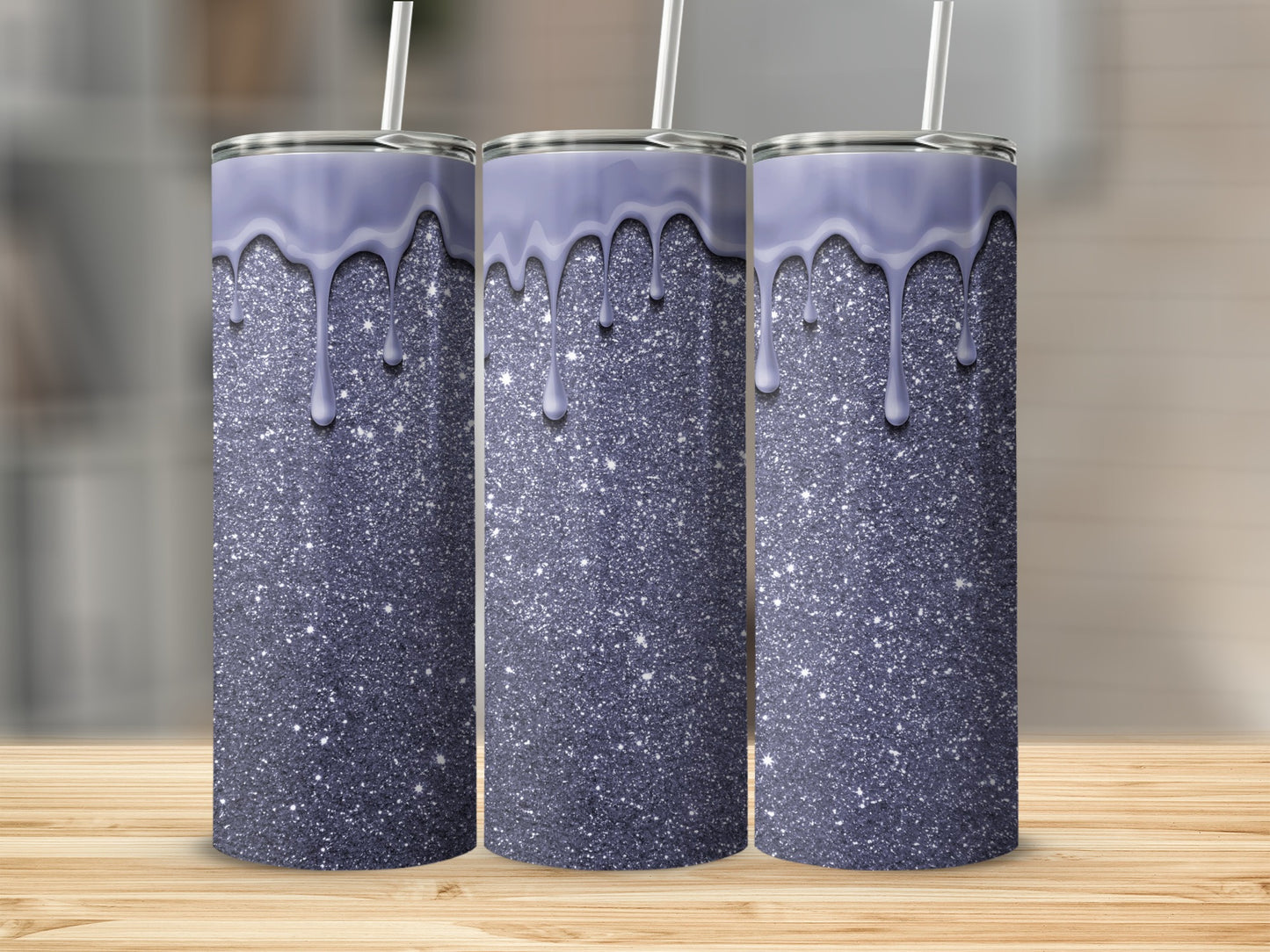 Sparkling Glitter Ombre Tumbler With Dripping Design