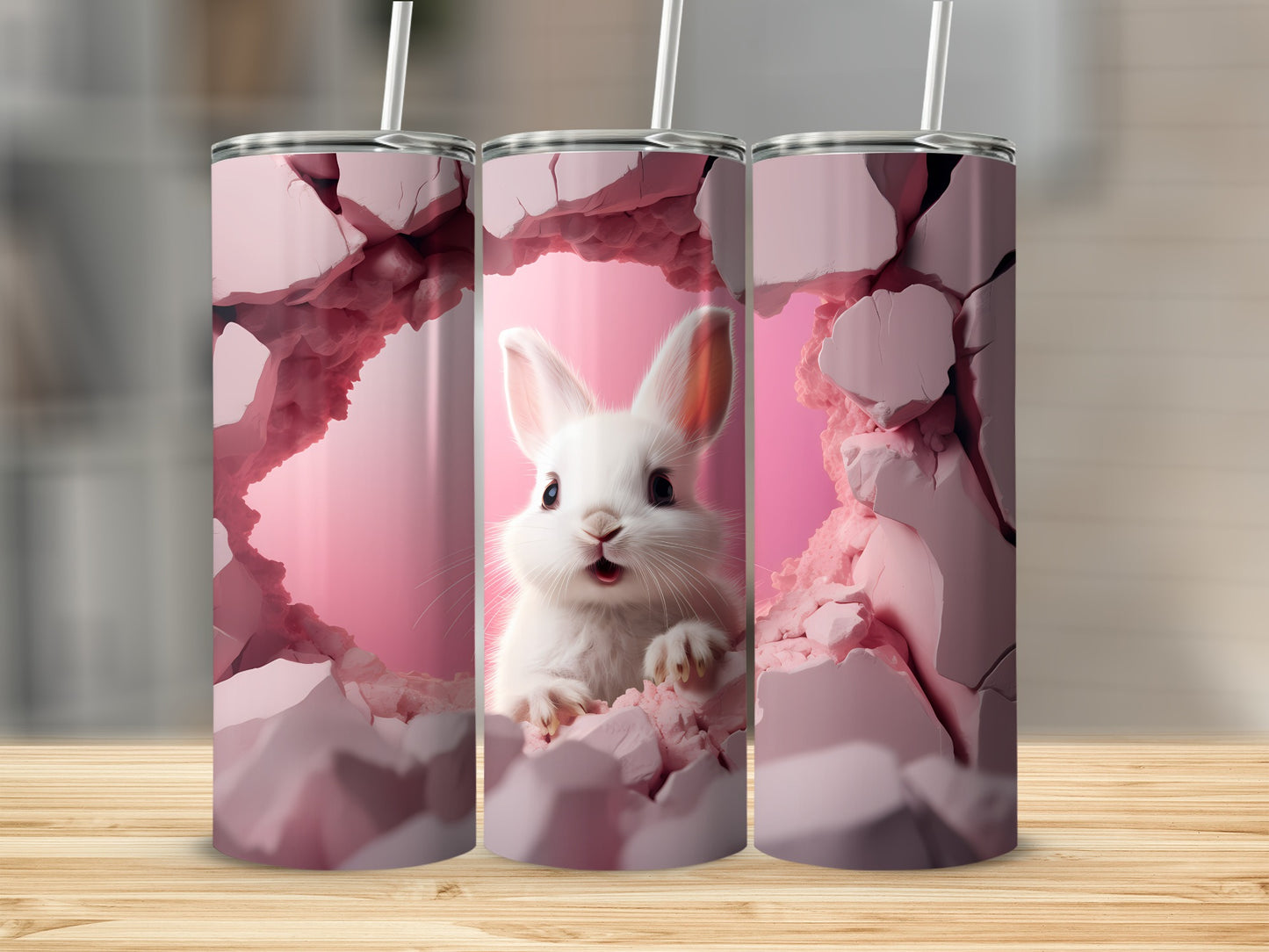 Cute White Bunny Breaking Through Wall Tumbler