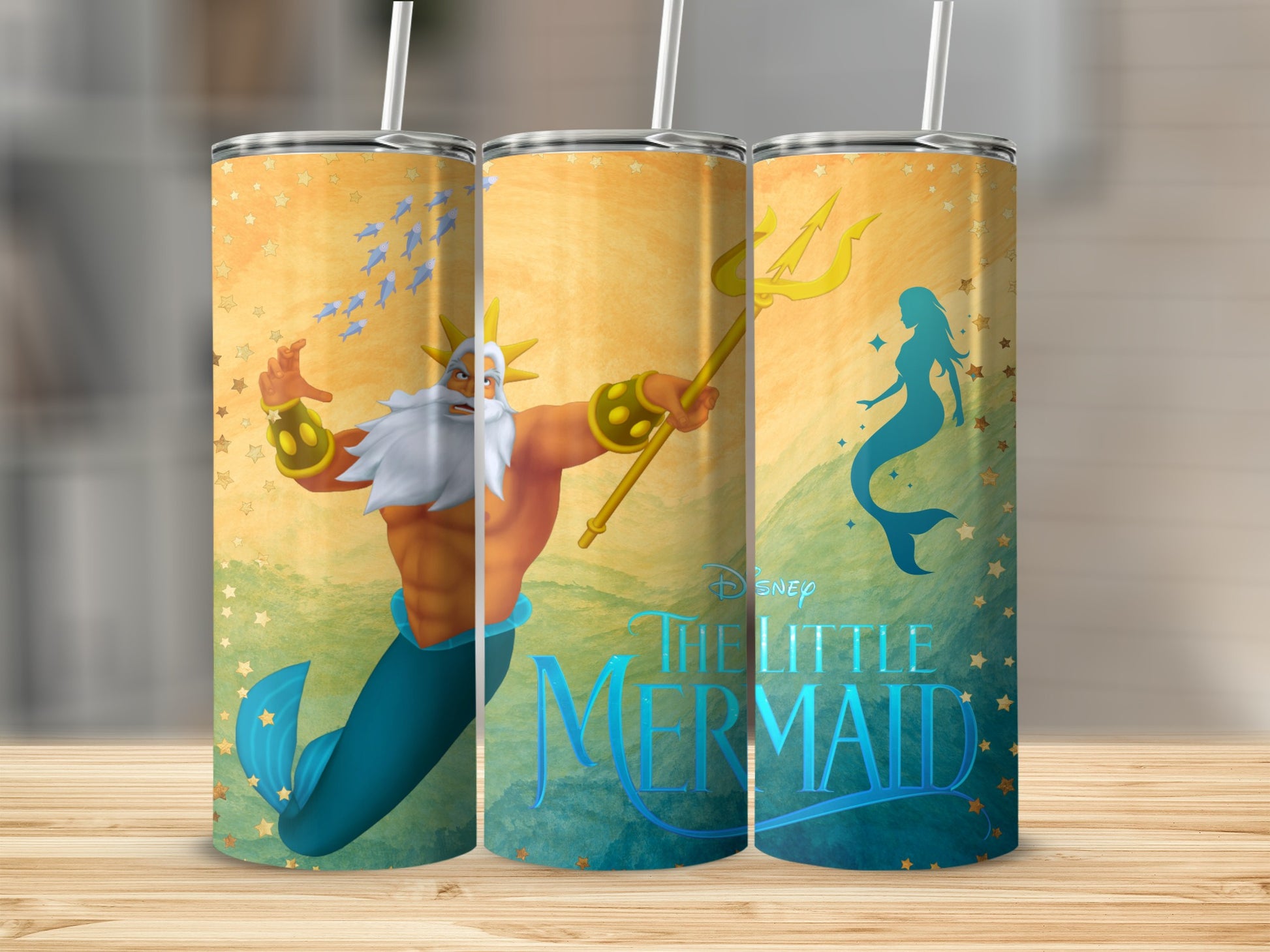 Disney The Little Mermaid Triton and Ariel tumbler