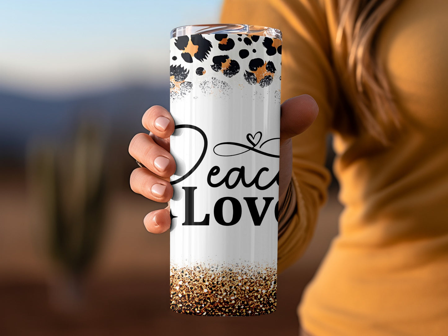 Peace Love Leopard Print Tumbler for Stylish Accessory