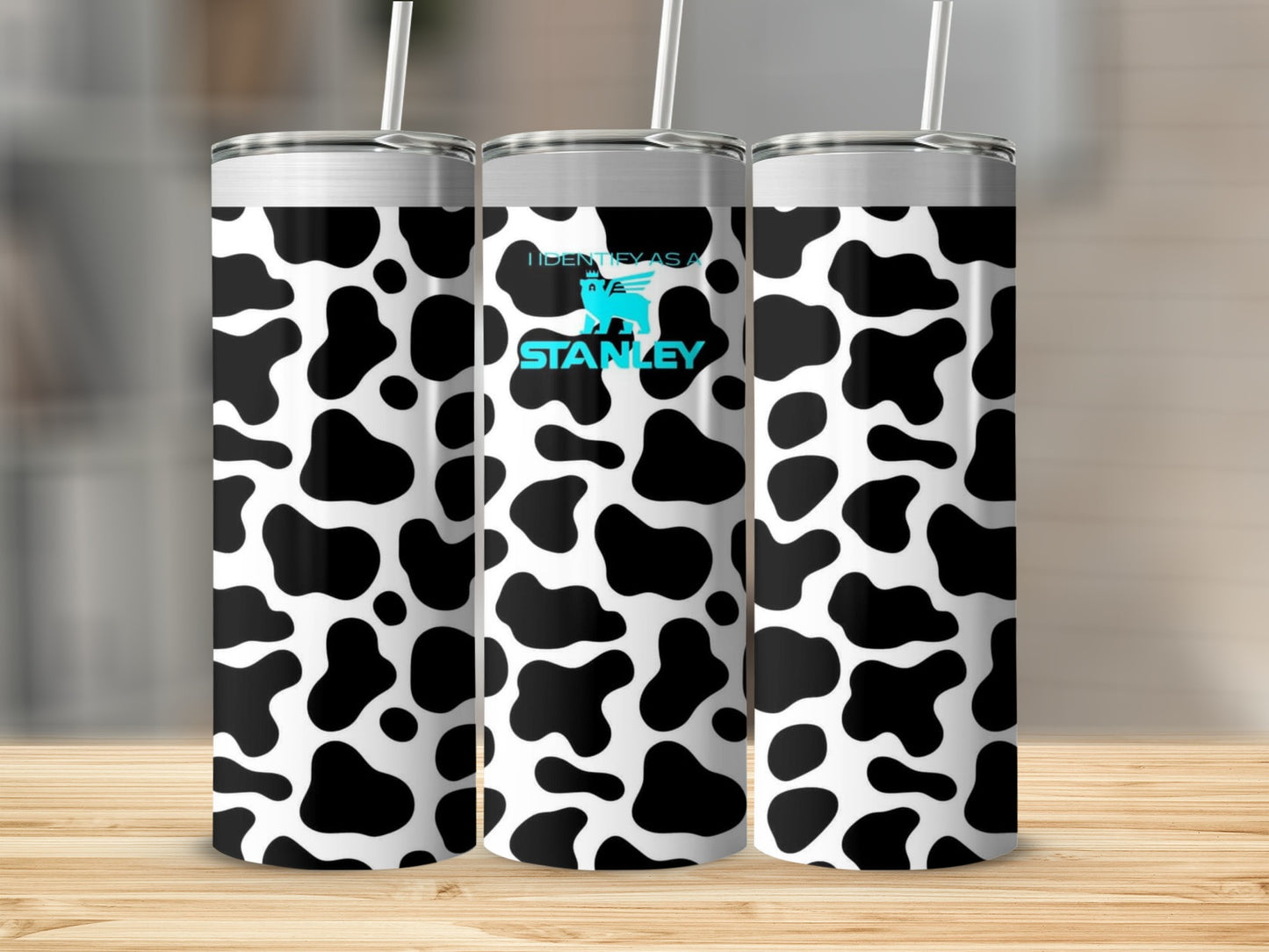 Cow Print Tumbler with Straw Reusable Drinkware