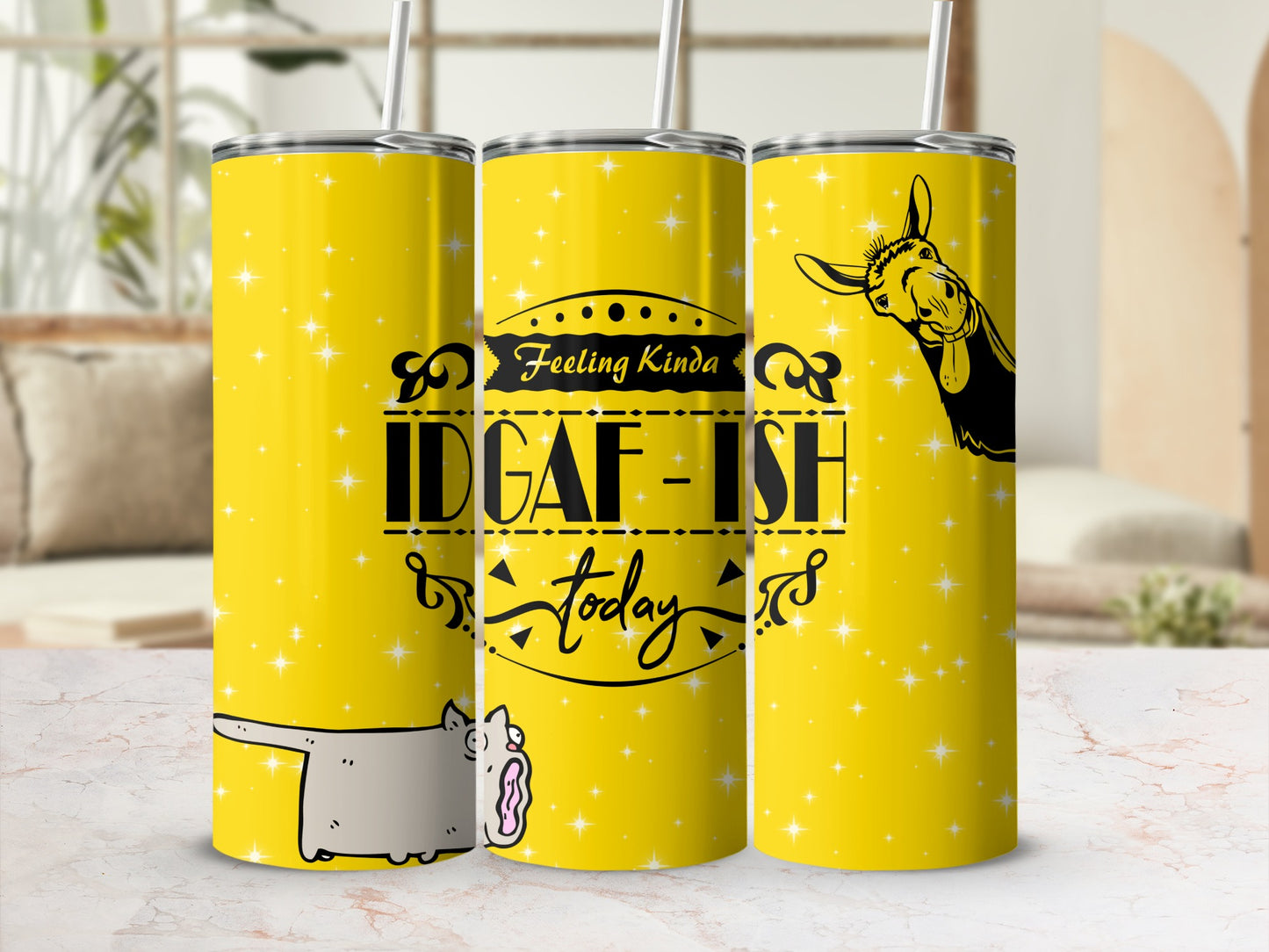 Feeling Kinda IDGAF - Ish Today Yellow Tumbler