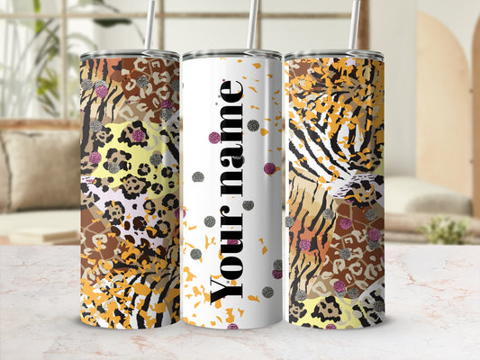 Animal Print Personalized Tumbler with Custom Name
