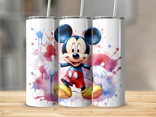 Colorful Mickey Mouse Splatter Art Tumbler Design