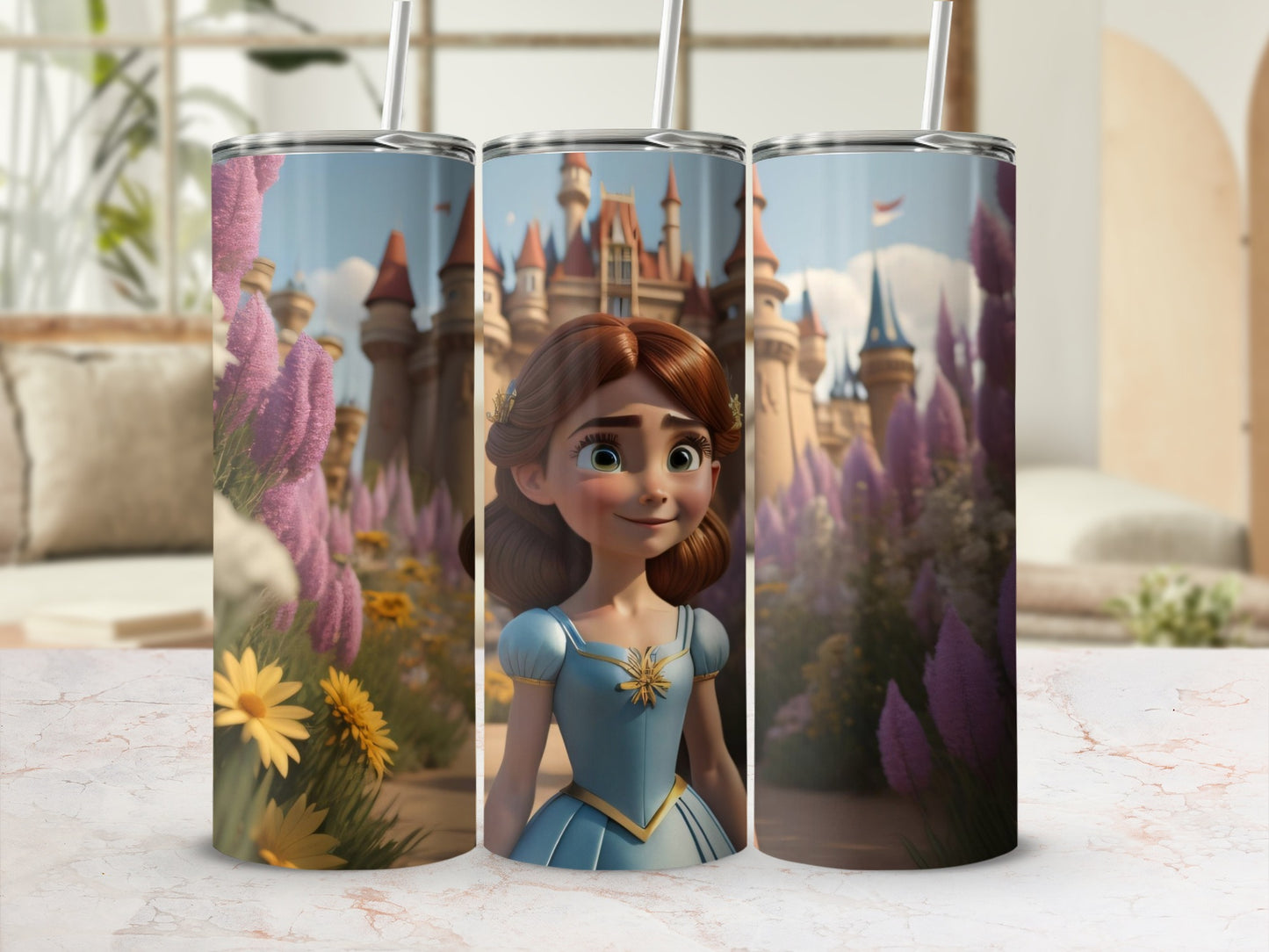 Princess in Flower Garden Castle Scene Tumbler